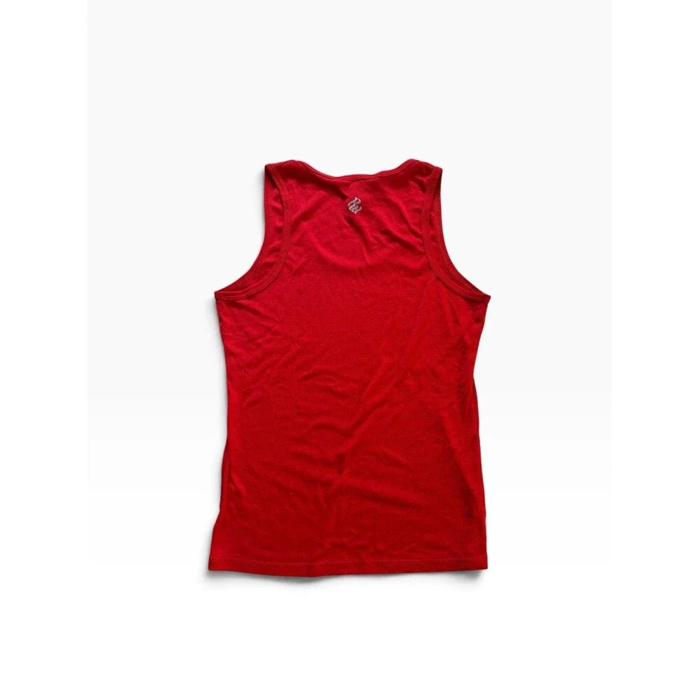 Rocawear Bedazzled Ribbed Tank Top Women's Large Red Y2K It Girl